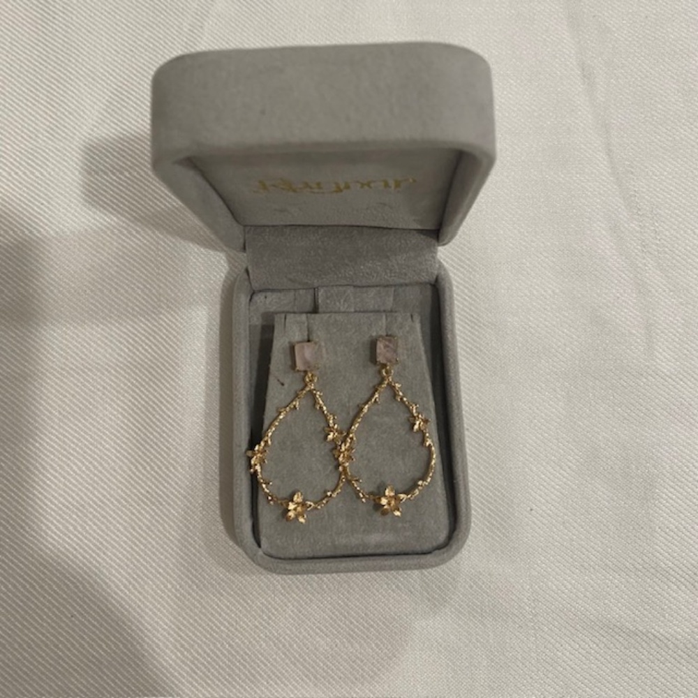 Isabela Statement Gold Plated Rose Quartz Dangle Earrings